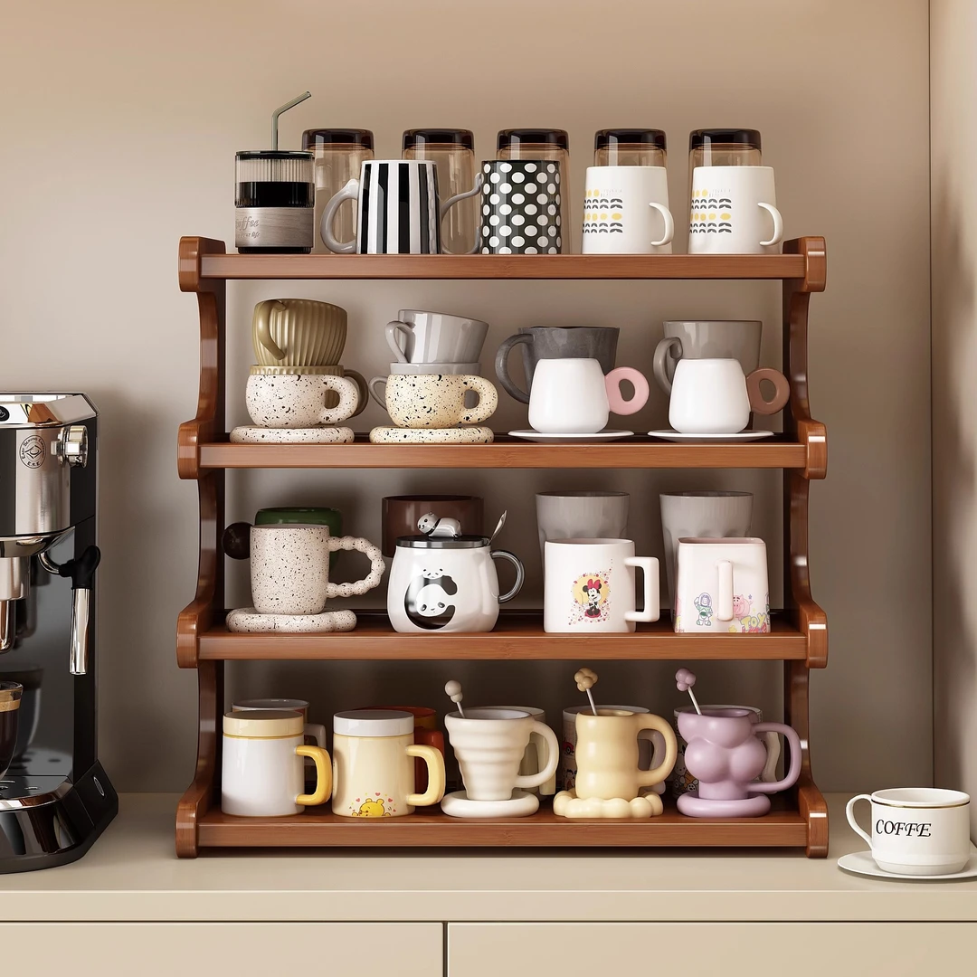 杯子收纳置物架办公室茶水间杯架家用桌面小型水杯台面整理储物