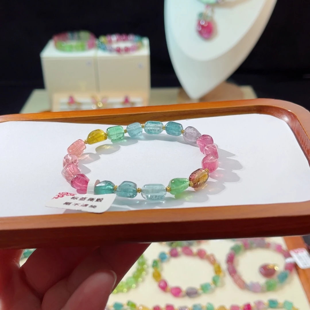 碧玺手串18K金镶嵌?*糖手串