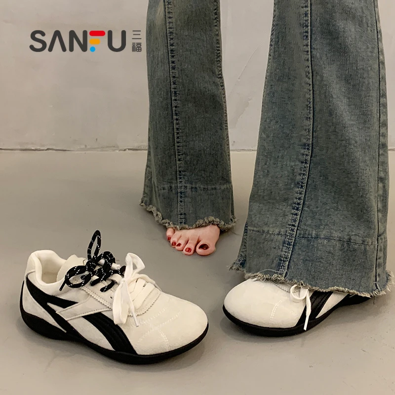 爆款复古厚底德训鞋子女2025秋季新款百搭阿甘鞋轻便休闲运动板鞋