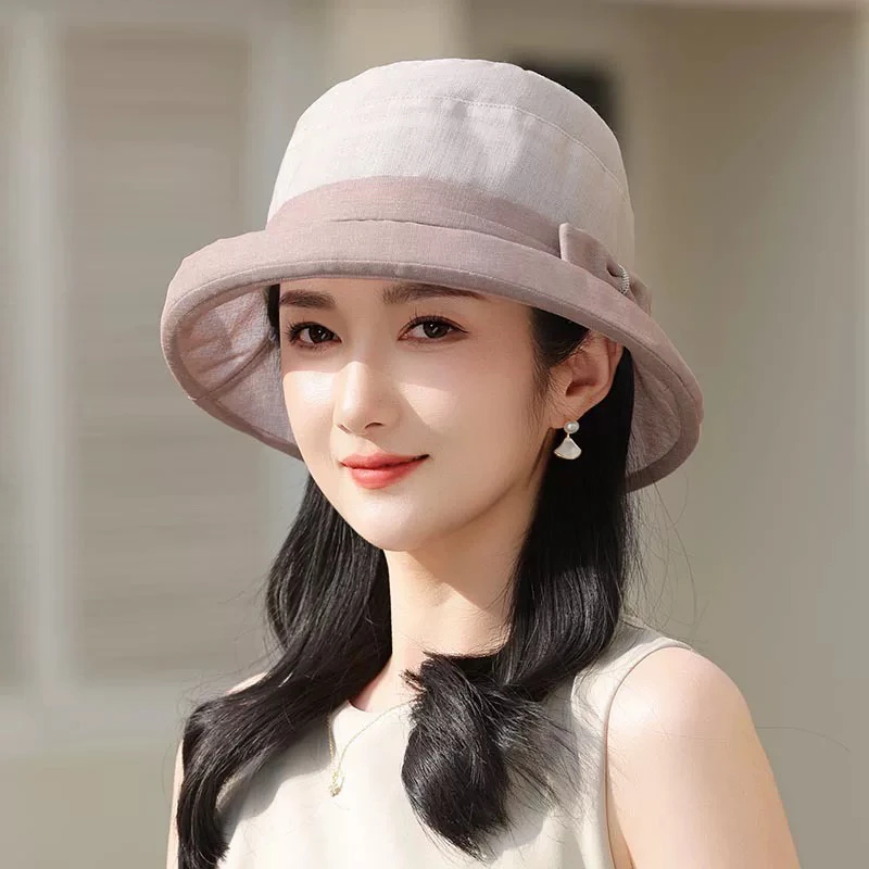 中老年帽子女春夏季妈妈遮阳帽大檐透气渔夫帽老年人太阳盆帽凉帽