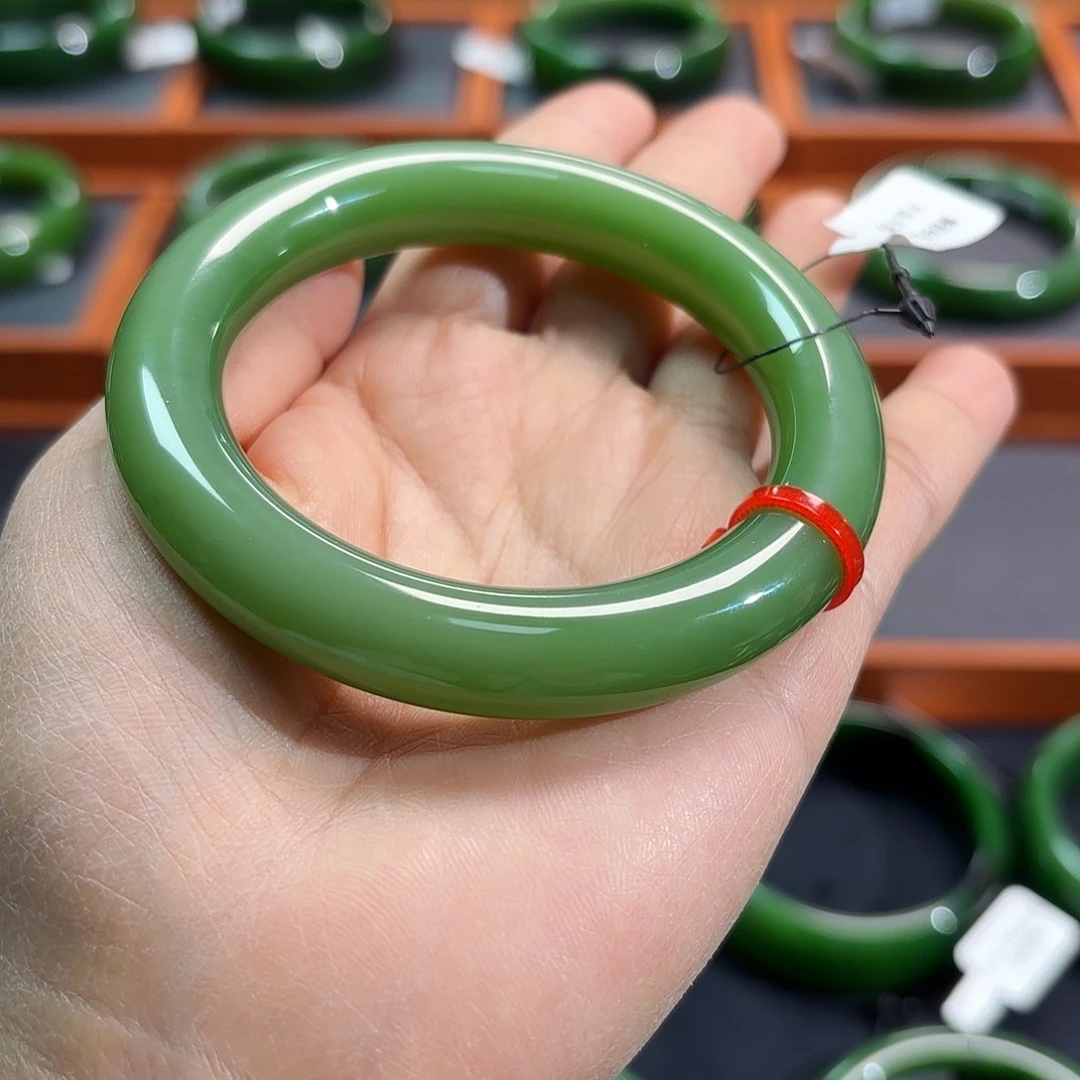 和田玉未镶嵌手镯碧玉猫眼粉绿