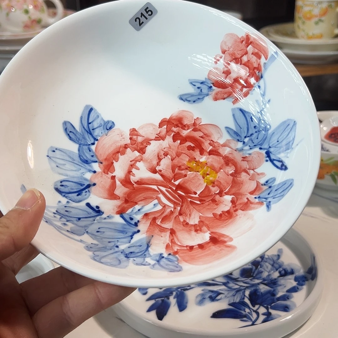 陶瓷景德镇高温釉下彩陶瓷8寸深盘