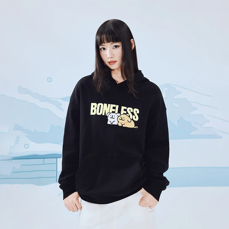 【线条小狗商场同款】BONELESS线条小狗联名基础logo套头卫衣