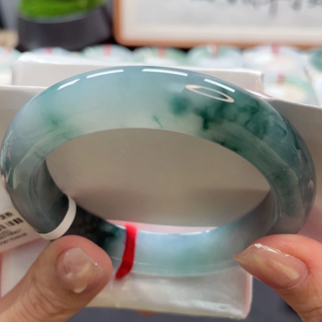 【闪购商品】翡翠手镯未镶嵌56水墨蓝花浓墨重彩系列26号