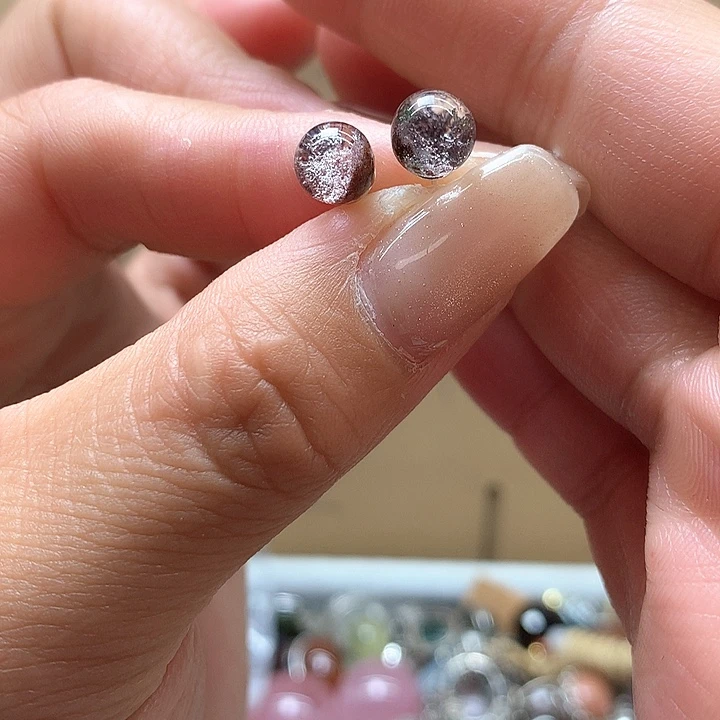 水晶水晶耳钉银S925镶嵌