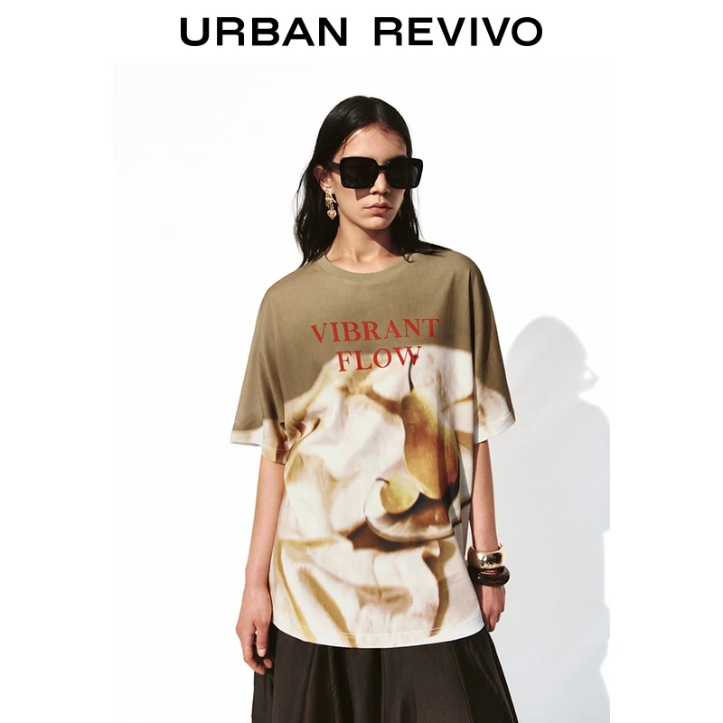 UR2025夏季新款女装休闲创意图案印花字母短袖T恤UWH450089