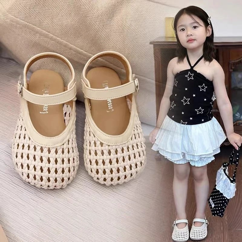 女童凉鞋夏季新款儿童女宝宝公主鞋小皮鞋镂空单鞋7270
