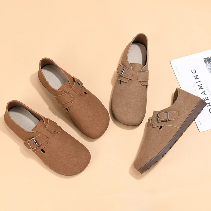 【一脚蹬软底勃肯】琥珀流光复古风扣带懒人全包博肯鞋韩版休闲单鞋