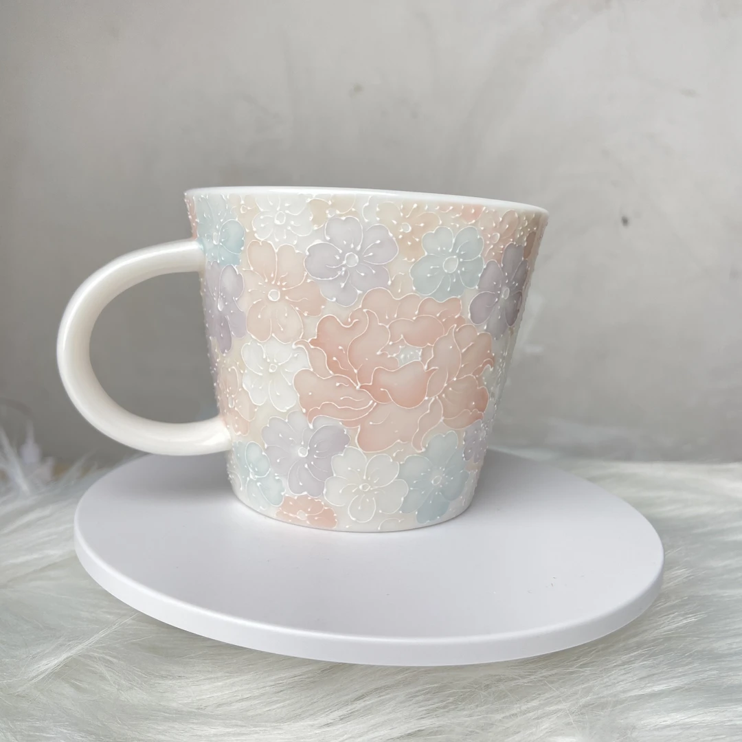 立体万花马克杯手工陶瓷玉泥