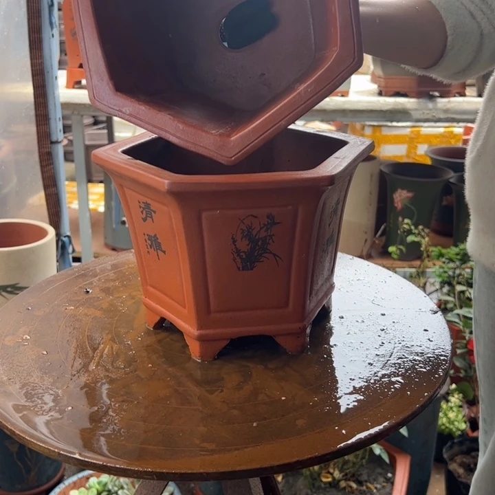 宜兴紫砂25红清雅六方×2