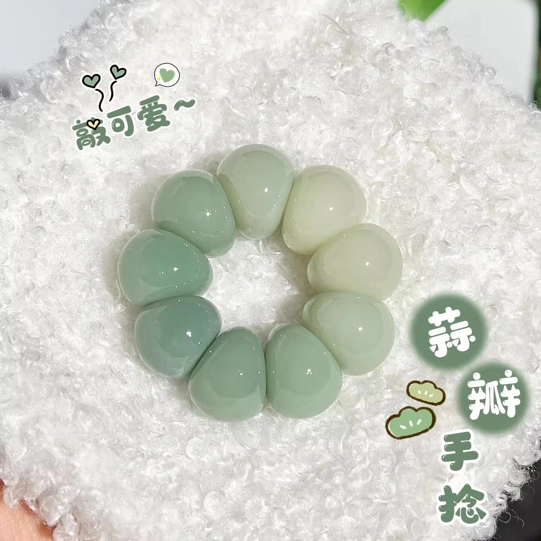 铜合金亚克力手链 小清新绿蒜瓣菩提手捻小尺寸解压文玩菩提手串