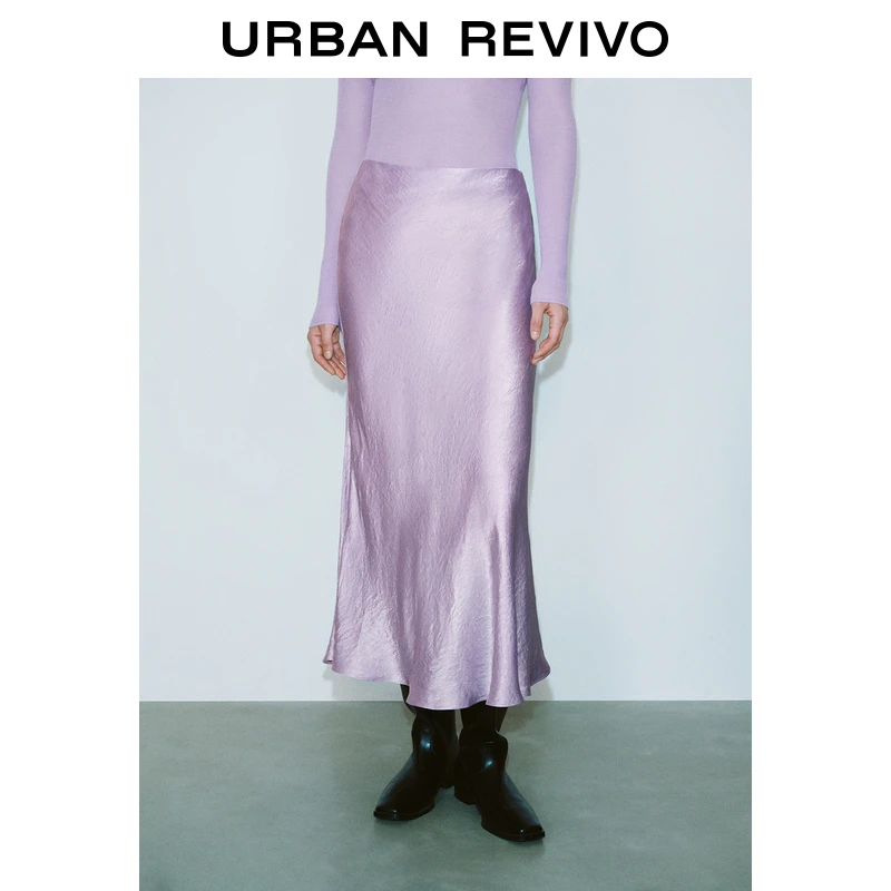 UR2025春季新款女装欧若风都市魅力肌理感通勤鱼尾半裙UWG550018