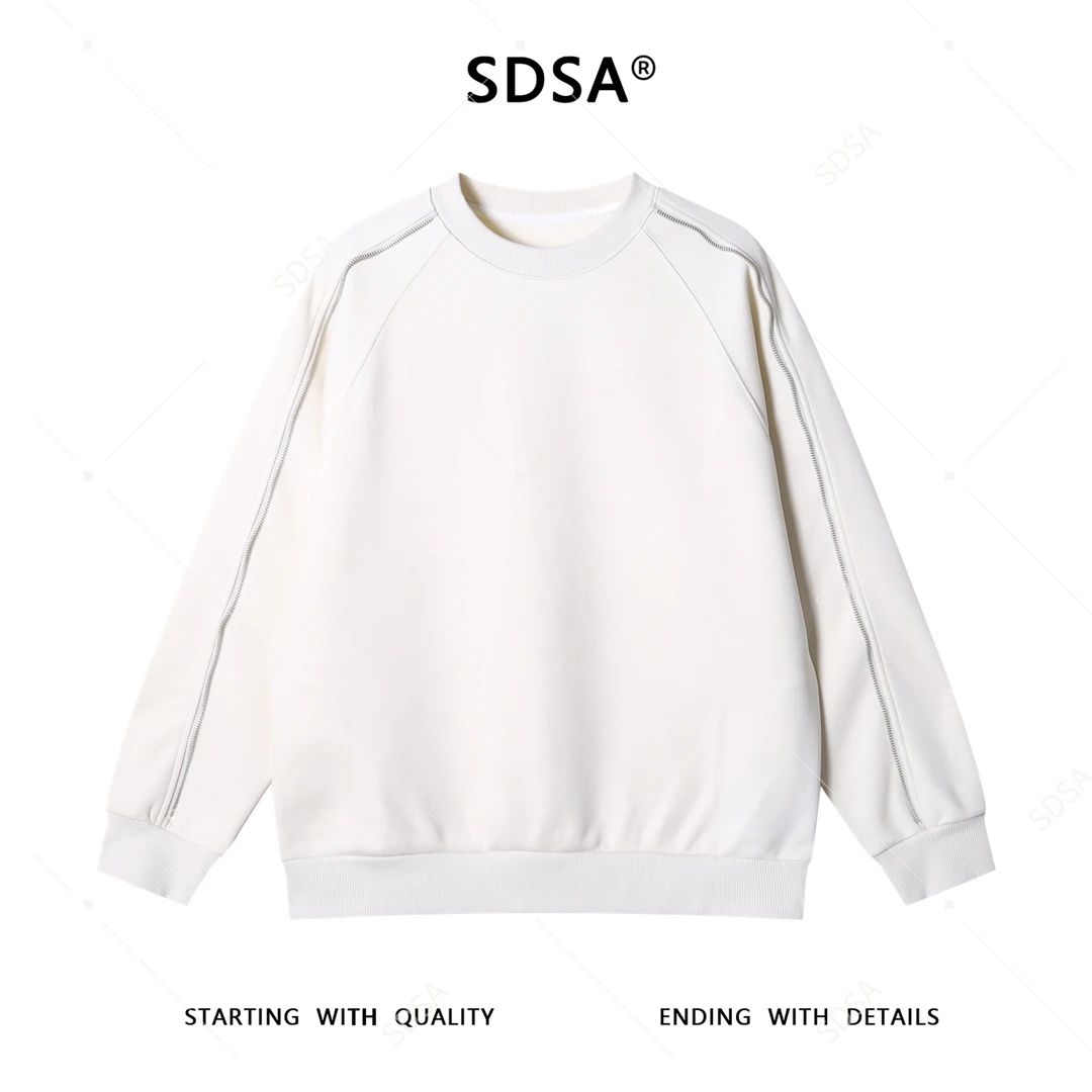 SDSA男士秋冬新款痞帅男装潮牌纯色圆领卫衣拉链装饰设计百搭上衣