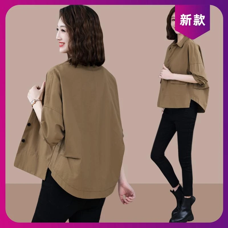 女士衬衫长袖2025春秋新款中老年妈妈休闲短款设计感时尚薄款外套