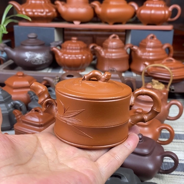 茶壶紫砂竹节130cc原矿赵庄朱泥特价
