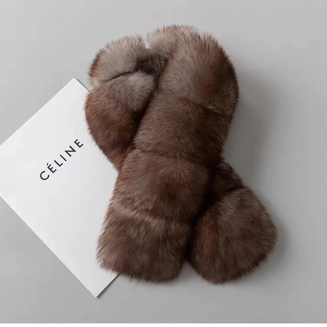 【狐狸毛围巾】2025韩版保暖围脖时尚围巾秋冬加厚毛绒百搭