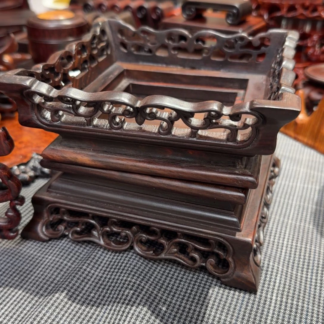 笑***生木大红酸枝交趾黄檀底座