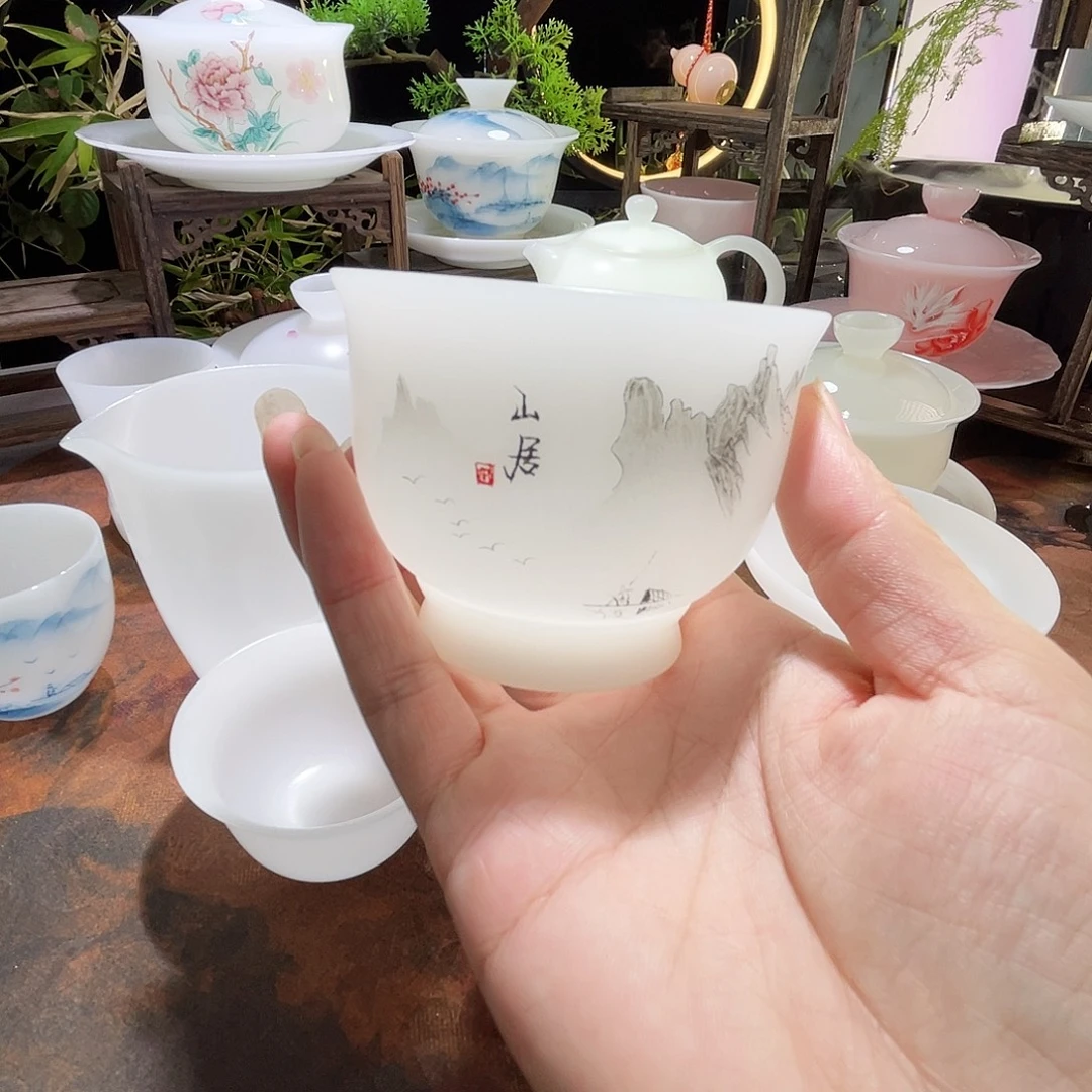 冰晶璞玉素烧水墨山居玉兰杯120ml
