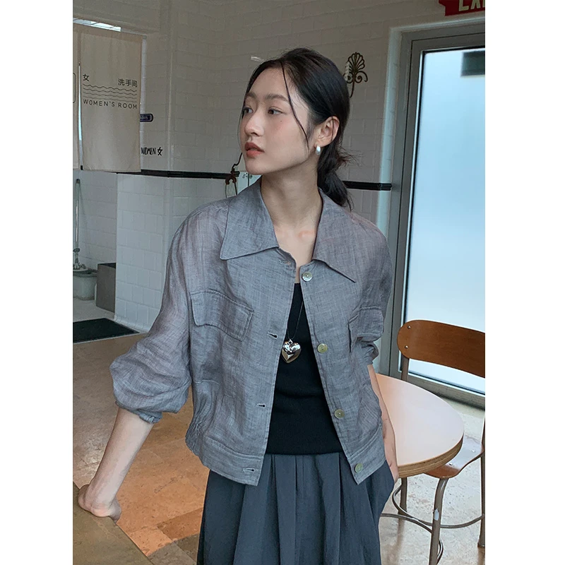 2025S/S『100苎麻』时尚气质小个子短款小众设计感外套51652