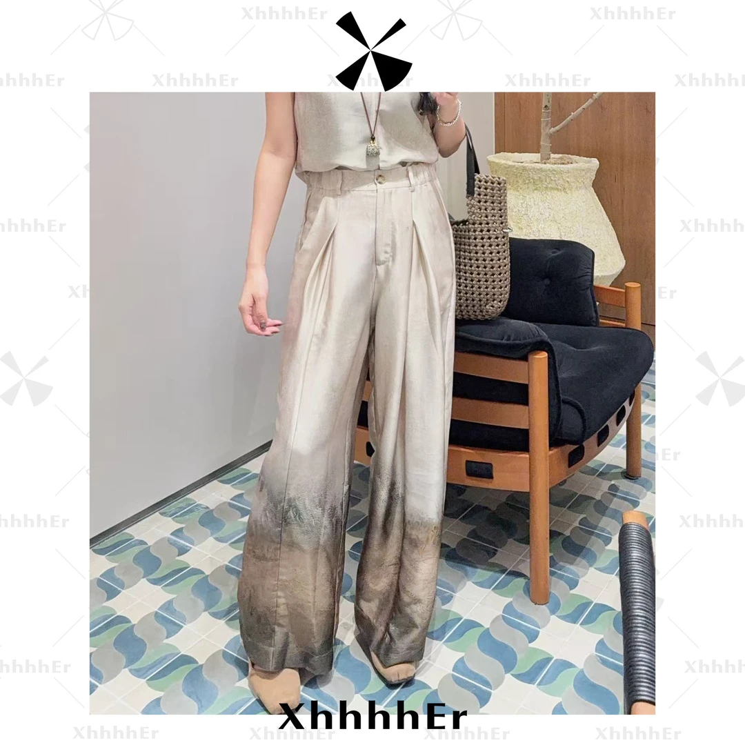 辛儿/小个子 【冷月】25年高级感禅意定位印花直筒裤XY1708-2