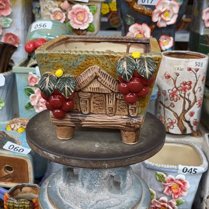 紫砂花盆粗陶材质多肉花盆