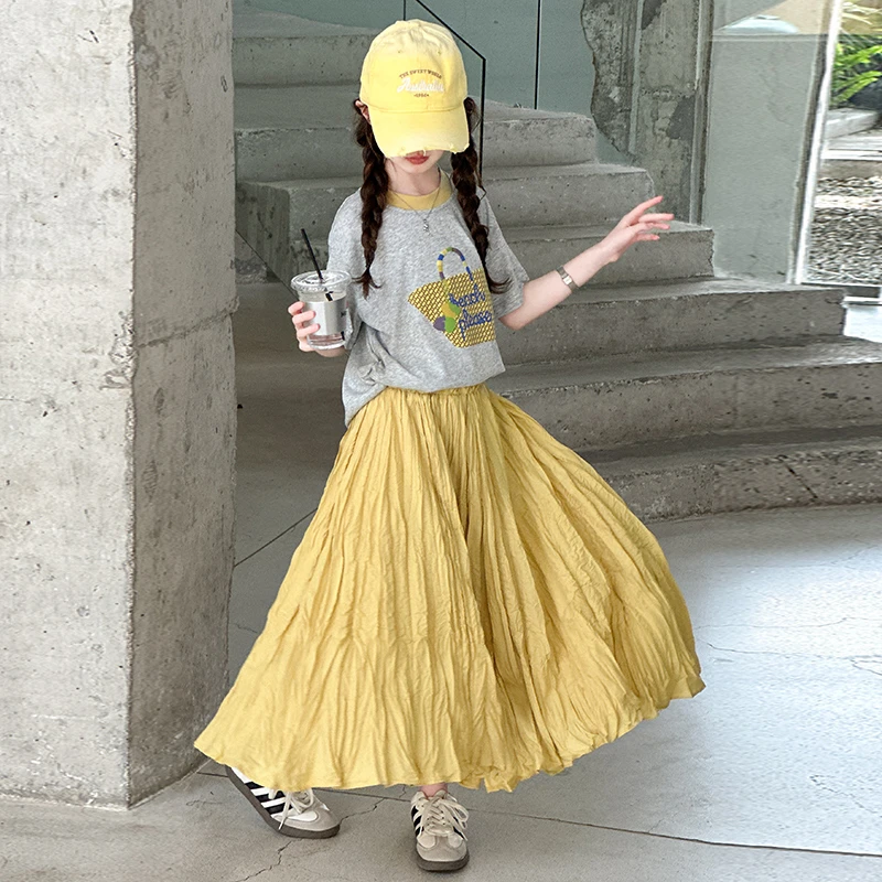 【涵妈推荐】女大童包包短袖上衣压轴半身裙两件套夏款初中生套装潮