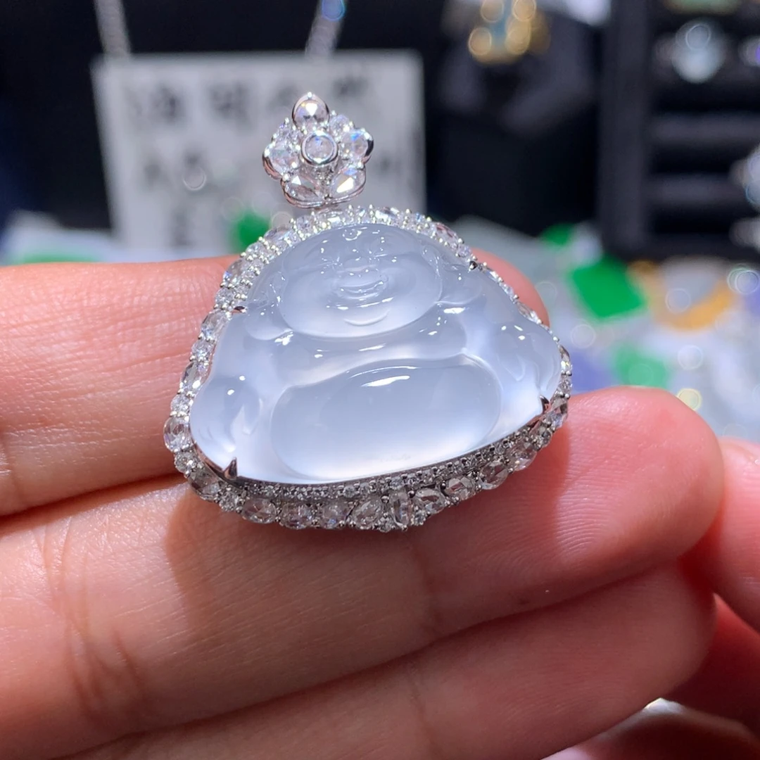 云***轻翡翠18K金镶嵌吊坠(赠链)