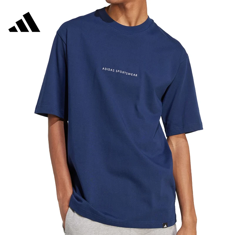 adidas阿迪男士印花户外短袖M C DOODLE CAMP针织无领短T恤JJ3972