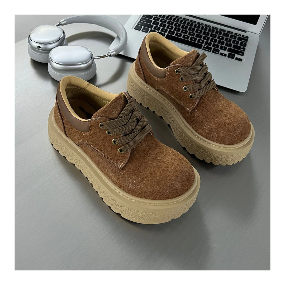 【张茂studio】秋冬新款男士德比鞋时尚百搭圆头厚底增高休闲鞋子