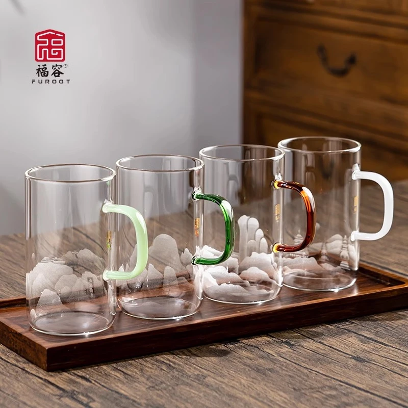 福容悦享杯玻璃茶杯办公室泡茶杯耐高温高硼硅高档透明水杯男款