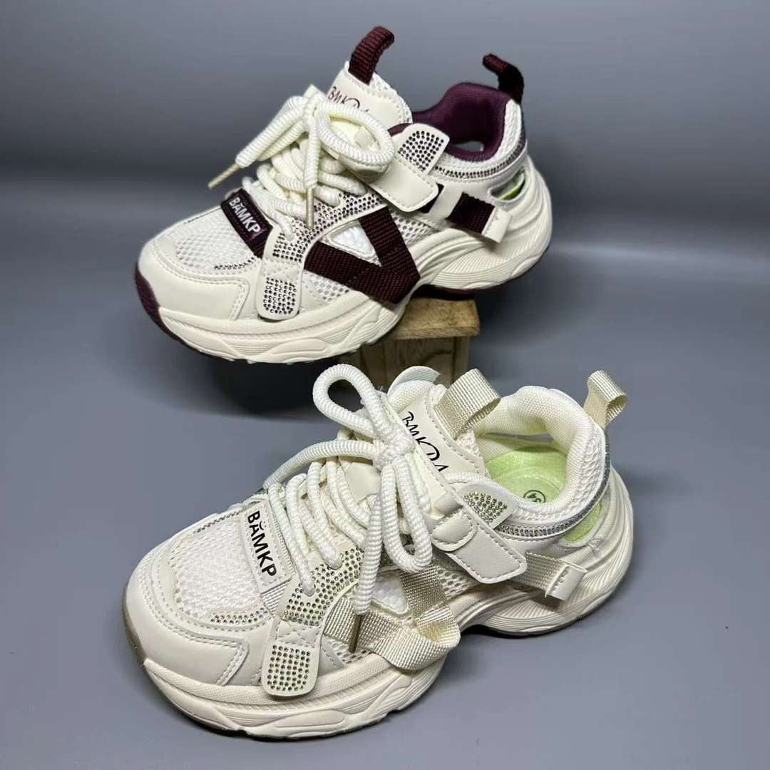 5123-1儿童单透网框子魔术贴童鞋休闲鞋百搭时尚男童女童运动鞋34