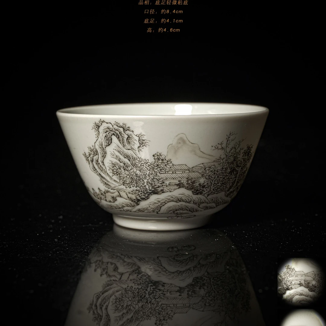 4-51自牧堂珐琅墨彩山水杯