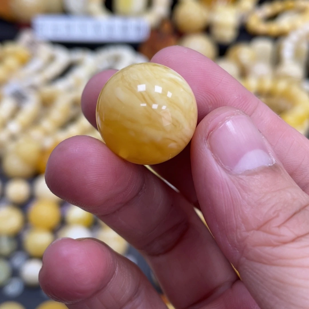 琥珀珠宝奇石未镶嵌19.3mm微瑕疵虎皮
