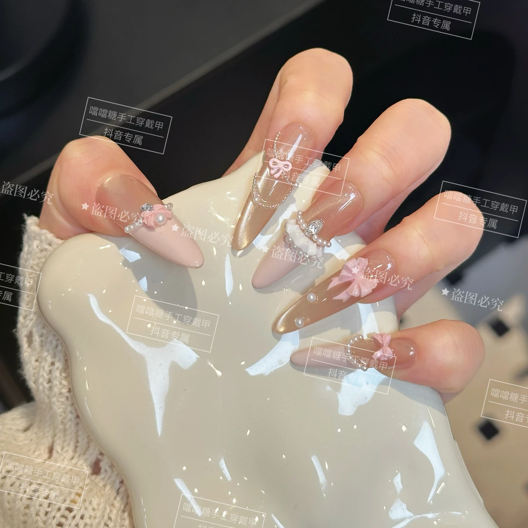 【梦幻·芭蕾】手工穿戴甲2025爆款可爱裙摆高级气质显白美甲