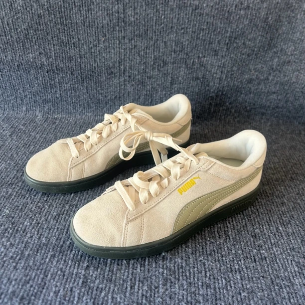 99新 PUMA/彪马 38.5码 Smash 低帮板鞋 米白绿 配盒 390984 07