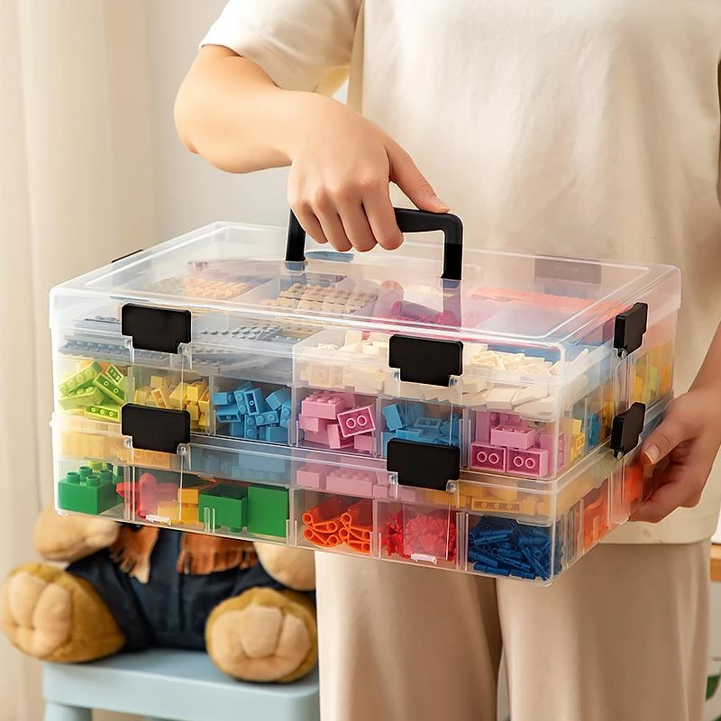 小颗粒乐高收纳盒积木收纳箱儿童玩具零件分类分拣整理箱分格分装