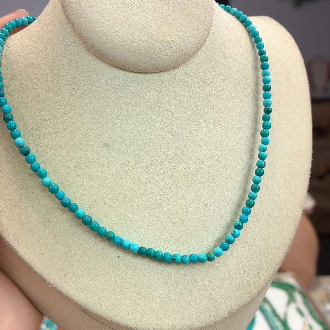 绿松石银S925镀金镶嵌颈饰