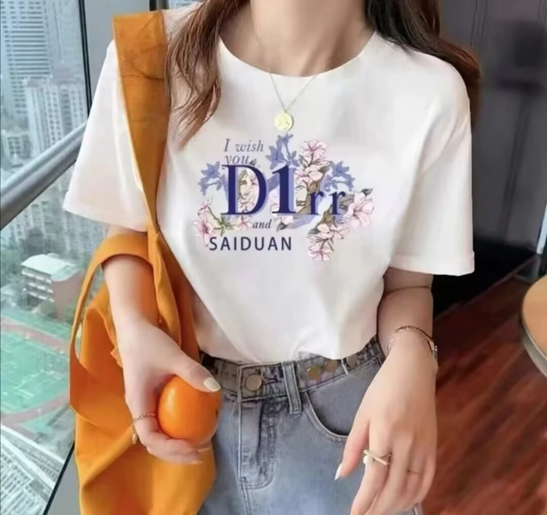2025新款时尚短袖百搭夏季印花圆领潮流韩版卡通insT恤