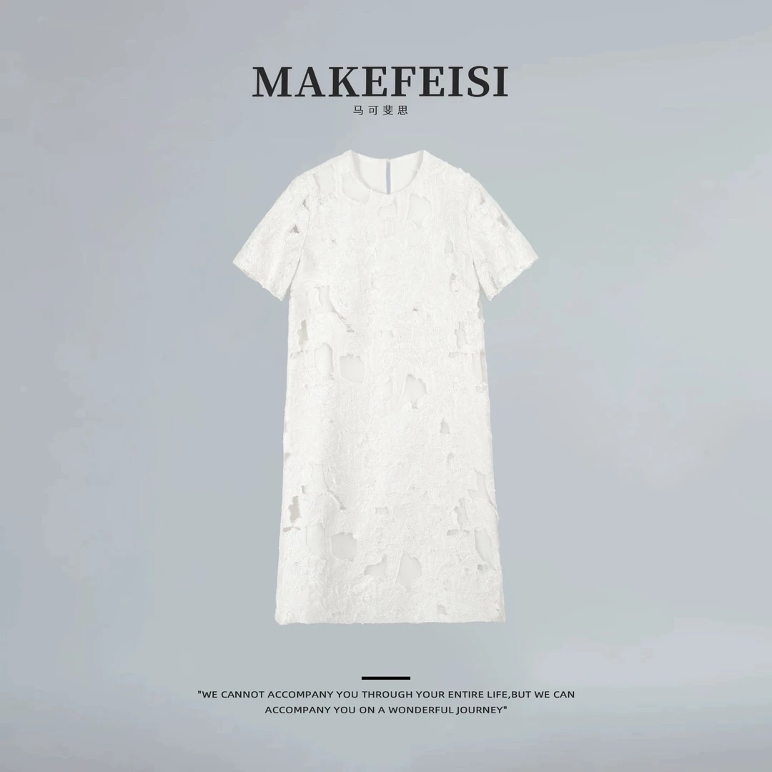 浪漫主义|定制烧花提花不规则肌理立裁连衣裙LYQ440