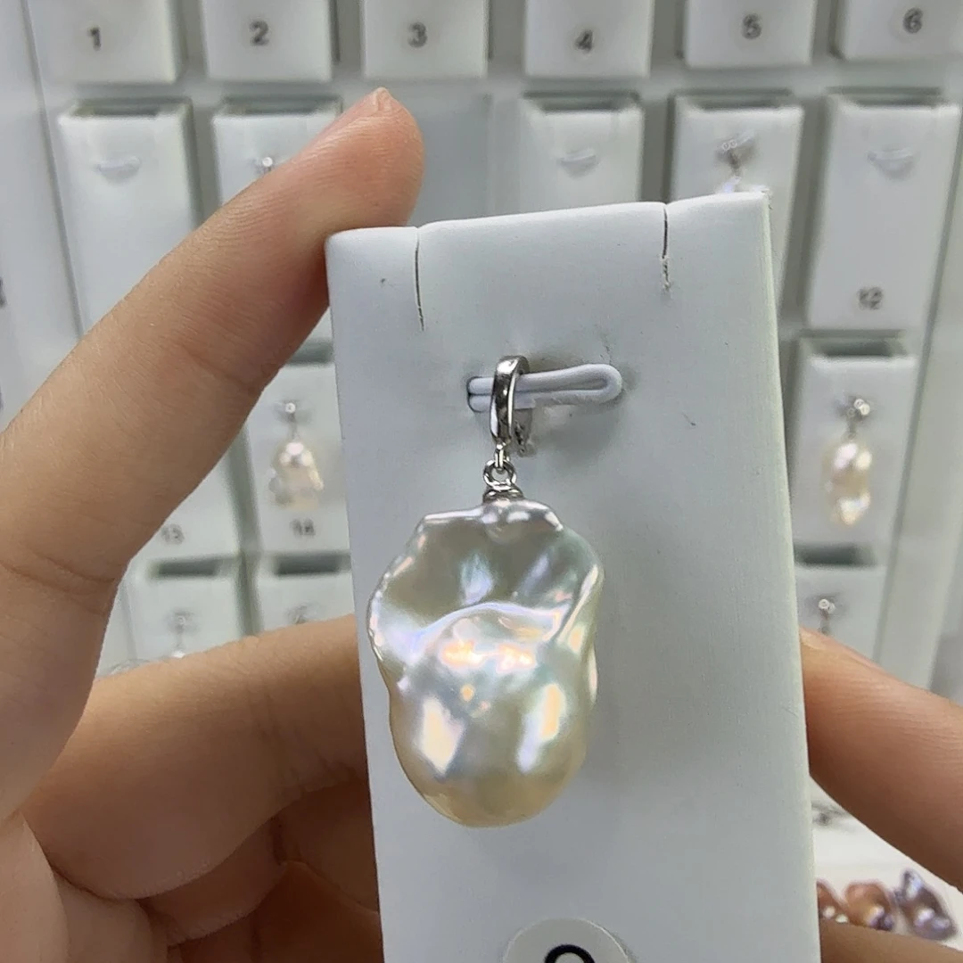 吊坠(不含链)银S925镶嵌淡水珍珠