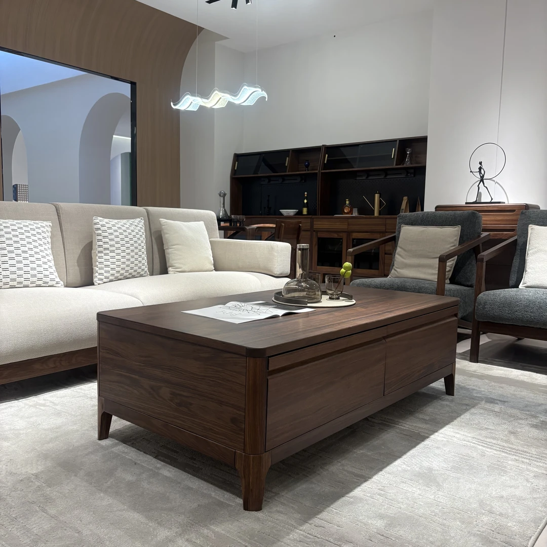 LF118#实木乌金木茶几边几长方形可放茶壶沙发茶几边几实木乌金