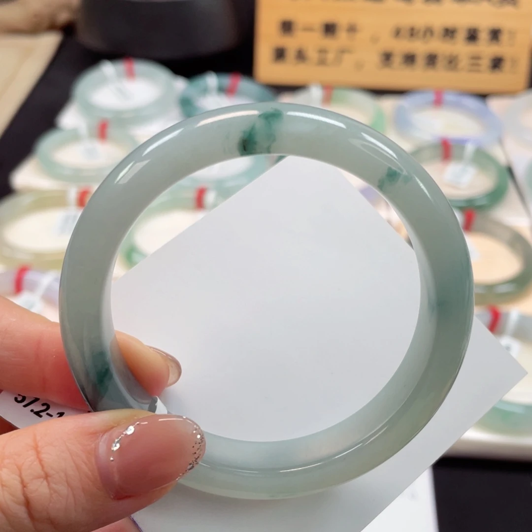 未镶嵌手镯翡翠18号老坑胶底飘蓝花捡漏