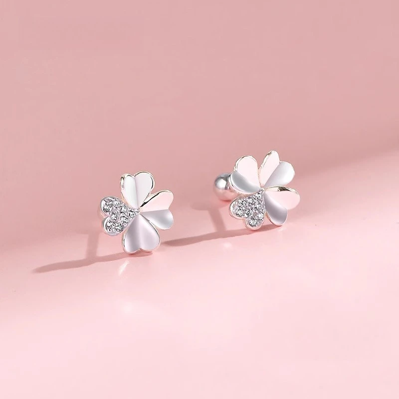 足银耳饰 999纯银四叶草耳钉女耳环2025年新款爆款耳钩养耳洞耳饰