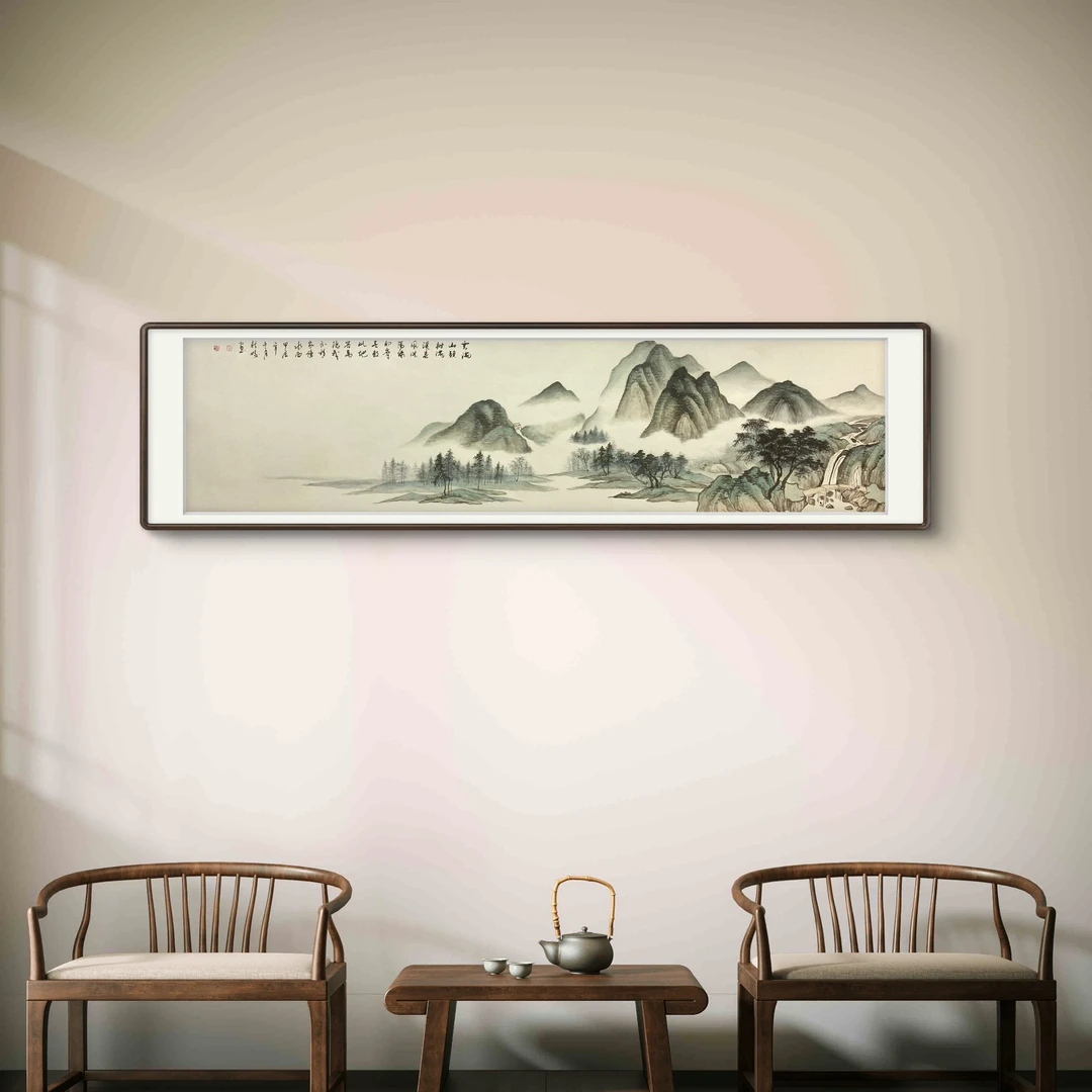 原创国画手绘作品淡雅写意山水画宋元风新中式装修装饰画挂画茶室