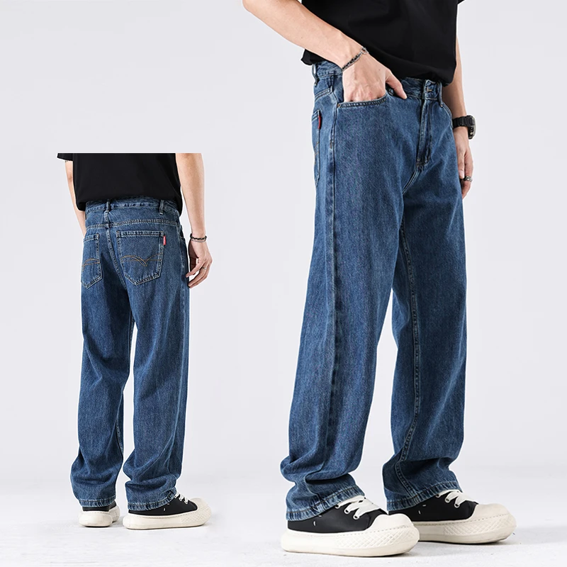 莱赛尔冰丝凉感牛仔裤男款宽松痞帅潮牌男裤夏季新款休闲直筒长裤