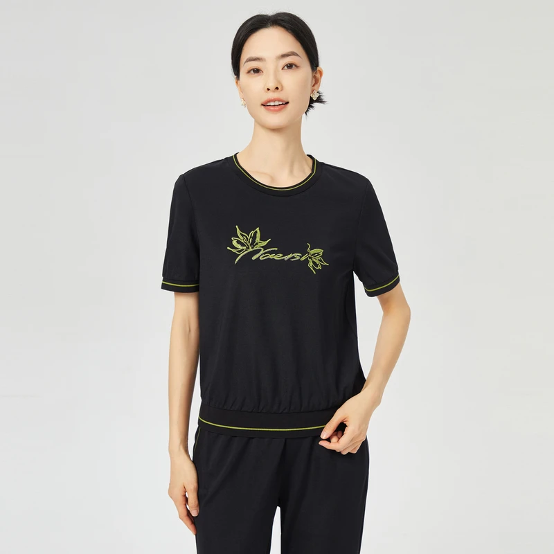 娜尔思时尚简约圆领短袖上衣2025年夏季新款百搭T恤ND04273W0