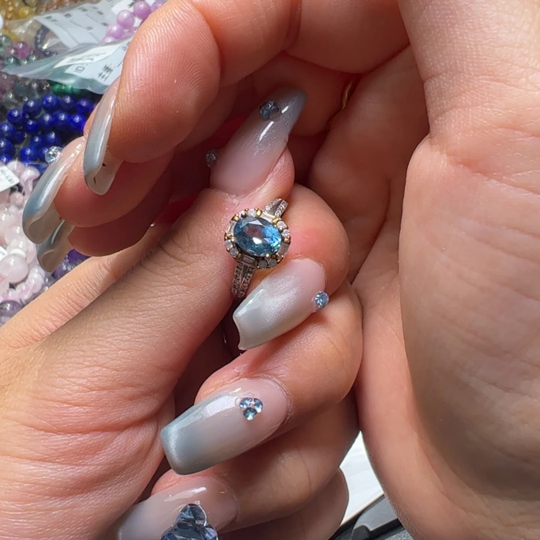 托帕石戒指银S925镶嵌泪****饭多样性