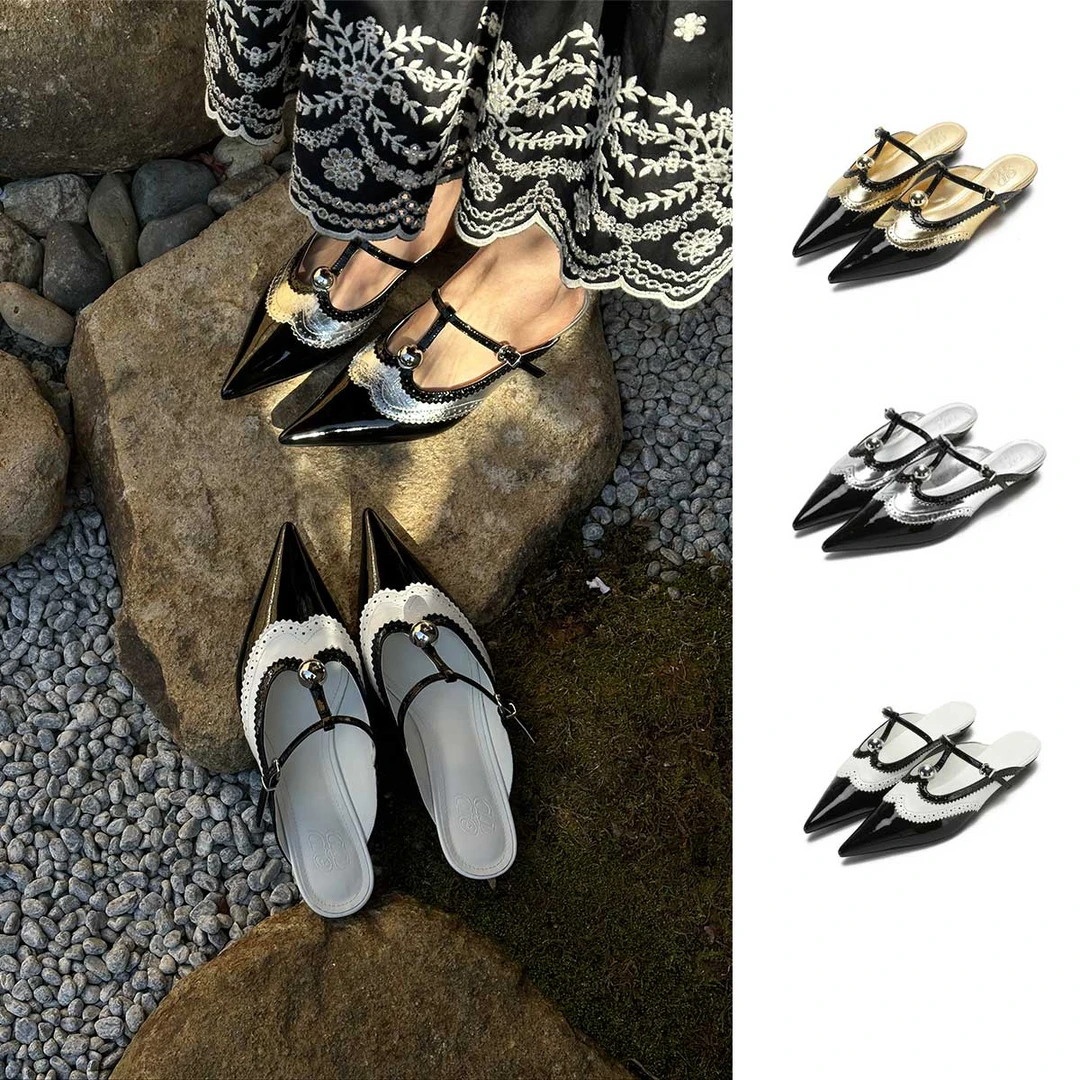 SOLSOL买手店 ODTD25早春新品 金属球雕花尖头鞋SSCFSOWHI501