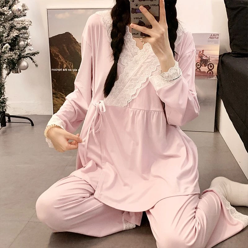 夏季月子服薄款带胸垫免穿内衣产后喂奶孕妇哺乳衣喂奶大码冰瓷棉