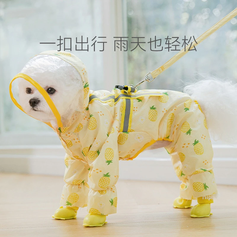 狗狗雨衣水果满印小狗防水四脚雨衣泰迪全包春天中小型犬宠物衣服